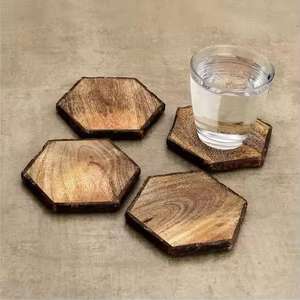 Posavasos de madera de teca Mango Acacia Cuadrado Redondo Posavasos de madera Diferentes diseños Formas - Product Image 3