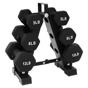 Set di manubri rivestiti in neoprene BalanceFrom con supporto, pesi esagonali per allenamento di forza, bodybuilding e allenamenti a casa o in palestra - Product Image 1