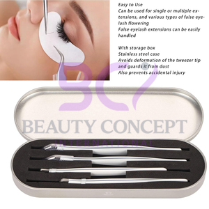 High Hardness Stainless Steel Eyelash Extension Tweezers Kit With <b>Box</b> for Salon Premium Quality Eyelash Grafted Tweezers - Product Image 4