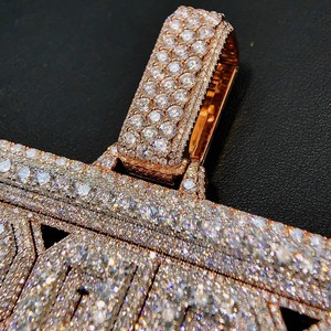 Colgante personalizado chapado en oro rosa de 14K estilo Hip Hop VVS Moissanite Iced Out Diamond Name Pass Tester colgante de diamante para hombres - Product Image 2