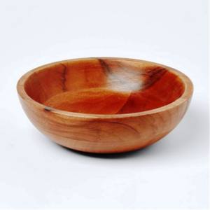 Bol de service en bois ultra brillant rond lisse bol de service en bois produit de vente chaude 2024 fabriqué en inde marque de luxe - Product Image 1