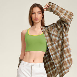 K_T Soutien-gorge de yoga à col en U de haute qualité pour femmes Nouvelle arrivée Soutien-gorge de sport vert pour entraînement physique Logo de course à pied sur le devant - Product Image 5