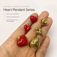 Ciondoli a Cuore 3D in Smalto Rosso, Placcati in Oro 18k, in Ottone Lucidato, a Forma di Cuore, per Donna