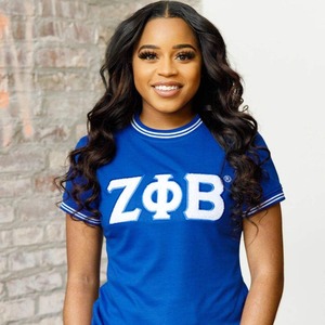 เสื้อยืด1920กำมะหยี่สีฟ้าเข้ม Zeta phi Beta sorority ปักโลโก้ผ้าฝ้ายพรีเมี่ยมนุ่มใส่สบายมีสไตล์เพชรฤดูร้อน - Product Image 4