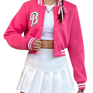 Chaqueta Casual Bordada con Letras, Chaqueta Original con Mangas Largas y Logotipo Personalizado, Chaqueta Corta de Béisbol con Cuello Varsity para Mujer - Product Image 1