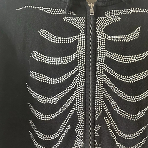 Sweat à capuche personnalisé en coton brossé French Terry avec impression graphique et logos universels en strass sur toute la surface, sweat à capuche de marque - Product Image 5