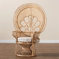Fauteuil Paon en Rotin Original de Haute Qualité, Mobilier d'Art à Conception Traditionnelle pour Accessoires de Mariage Créatifs