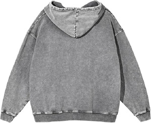 Pull à capuche personnalisable pour homme, délavé à l'acide, col rond, anti-rides, doublé, en polaire tricotée, surdimensionné, imprimé sur mesure - Product Image 2