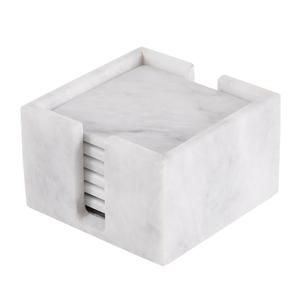 Ensemble de sous-verres carrés en marbre de luxe fabriqués à la main moderne personnalisable élégant porte-boissons en pierre pour table basse élégant décor à la maison - Product Image 1