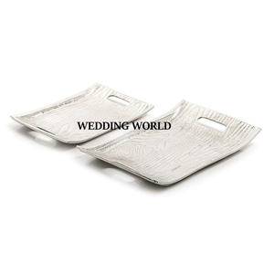 Ensemble de luxe de deux plateaux à chocolat forme ronde décoratif nouveau plateau à chocolat argent fini en gros plateau à chocolat - Product Image 5