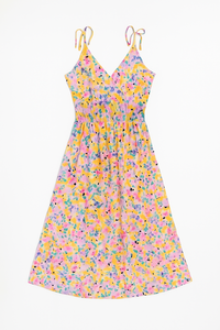 Floral Print Midi <b>Dress</b> V-Neck Spaghetti Strap <b>Boho</b> Style Chiffon A-Line Elastic Waist <b>Summer</b> Casual <b>Dress</b> - Product Image 4