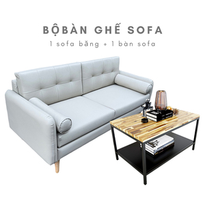 Juego de Muebles para Sala de Estar con Mesa de Centro de Dos Niveles y Sofá Tapizado de 1.8m en Cuero Sintético -CBSF68014 - Product Image 3