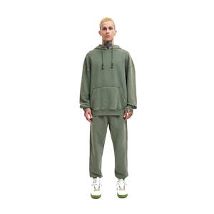 Conjunto Deportivo de Invierno para Hombre al por Mayor, Secado Rápido, Transpirable, Lavado Ácido, Chándal de Algodón para Adultos, 100% Algodón - Product Image 1