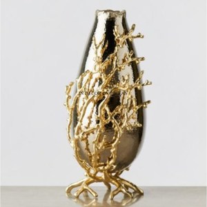 Juego de 3 floreros de Metal de calidad superior con acabado antiguo de cobre de diseñador de textura martillada de proveedor indio - Product Image 5