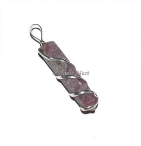 Lepidolite Wire Wrap Crayon Pendentifs Sculpté Style Feng Shui Agate Pierre Naturelle Pendentif Pierres Précieuses Bijoux - Product Image 1