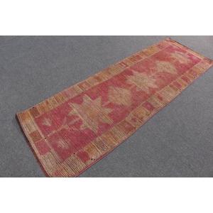 Turkish Vintage Rug, 2.4x7.4 ft <b>Runner</b> Rug, <b>Red</b> Brown Floral Rug - Product Image 2