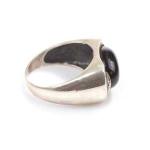 Bague ovale en argent sterling 925 avec pierre d'onyx, motif géométrique, plaqué rhodium, certifiée IGI, pour un usage quotidien et les promesses - Product Image 4