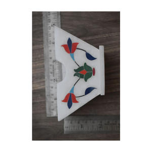 Sous-verre en marbre italien fait à la main ensemble six pièces avec incrustation de pierre naturelle dernière production artisanat en pierre - Product Image 5