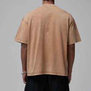 Logo personnalisé Streetwear T-shirts pour hommes en coton épais surdimensionnés T-shirts pour hommes en coton épais surdimensionnés avec logo personnalisé - Product Image 2