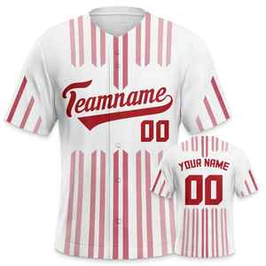 Camiseta de béisbol personalizada, camisetas de béisbol rojas y blancas, uniforme deportivo con número de nombre de equipo impreso personalizado, camiseta de fútbol americano - Product Image 1