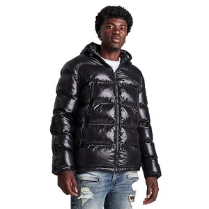 Vente en gros OEM tissu matelassé brillant polyester design mode luxe Russie rembourré hiver costume hommes manteau à carreaux veste pour hommes - Product Image 1