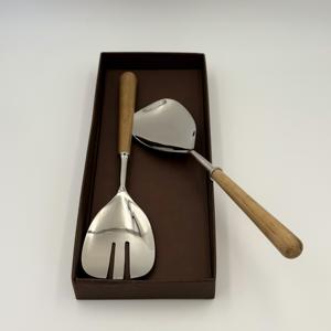Juego de Cubiertos de Acero Inoxidable 202 con Mango de Madera, Juego de Cubiertos para Boda, Tenedor Mate, Cuchara, Servidor de Ensaladas para Restaurantes - Product Image 3