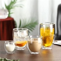 Mug à café en verre à double paroi de qualité supérieure - Tasse en borosilicate résistante à la chaleur au design minimaliste - Gobelet isotherme sans poignée