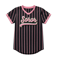 Pull de baseball noir pour sororité, maillot de sororité grecque pour femmes, rose et vert, vêtements décontractés élégants pour sororité universitaire