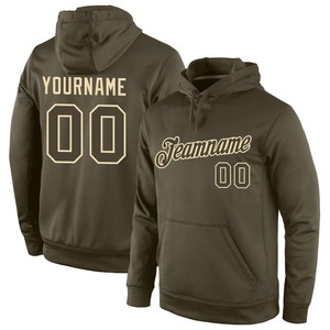 Directo de la industria al por mayor 3D bordado personalizado cosido Oliva deportes pulóver sudadera saludo al servicio Sudadera con capucha - Product Image 1