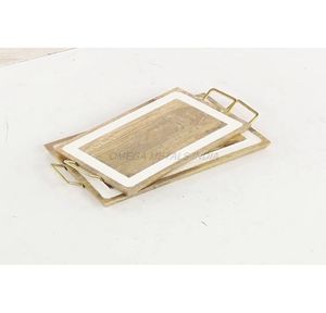 Juego de bandejas de madera de lujo en color Acacia cálido con forma rectangular elegante y diseño atemporal perfecto para uso doméstico - Product Image 5