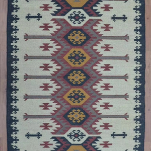 Moroccan Traditional Kilim Rug Handwoven Jute Dhurrie Geometric Pattern Flat Woven Wool for Home Exercise Handmade Etsy Artists - Product Image 1