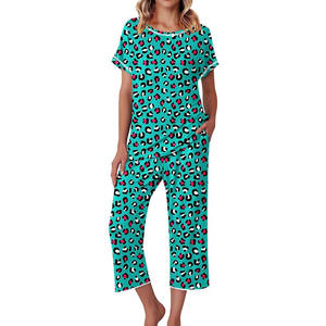 Ensemble à imprimé floral pour femmes, vêtements de nuit en coton doux avec poches, ensembles d'été confortables pour femmes en vente en ligne ensemble 2 pièces - Product Image 3