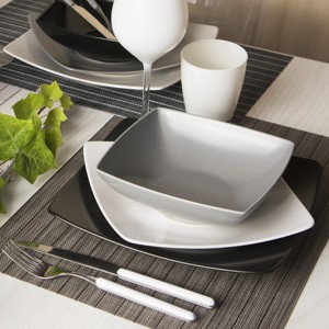 Durable Square Set of 6-pcs Ceramic Soup Plates Grey Matte Finishing Nordic Minimalist Elegant Design Eclipse by Excelsa - Product Image 5