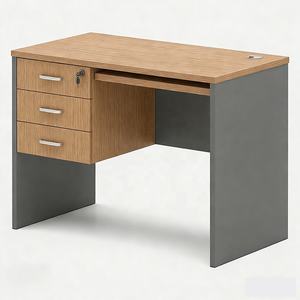 Mesa Recta con Patas de Madera Color Gris Nogal de Fábrica con 3 Cajones y Bandeja <span class=keywords><strong>para</strong></span> Teclado, Muebles de Oficina, <span class=keywords><strong>Comprar</strong></span> en Emiratos Árabes Unidos, <span class=keywords><strong>Escritorio</strong></span> Pequeño <span class=keywords><strong>para</strong></span> el Hogar, Algunos en Stock - Product Image 1