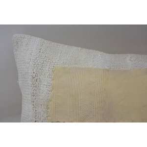 Luxury 12x36 Inches <b>Beige</b> Wool Kantha Patchwork Pillow with Vintage Fluffy Square Toile Pattern Portable for <b>Bedding</b> Floor Use - Product Image 2