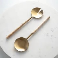 Serveur à salade vintage de qualité en acier inoxydable, outils à salade avec poignées en marbre, passe au lave-vaisselle, parfait pour les événements spéciaux, hôtels et complexes hôteliers