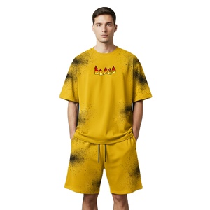 Ensemble d'été athlétique pour hommes : T-shirt et short assortis, tenue décontractée respirante, confortable pour la plage, les vacances, la gym et l'entraînement – En promotion - Product Image 1