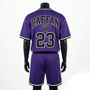 polyester mesh basketball short set rib collar trim embroidered <b>applique</b> custom logo team uniform for men's short set - Product Image 4