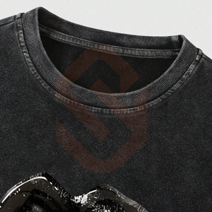 Estilo hip-hop tejido 100% algodón camiseta de hombre lavado ácido ligero personalizado DTG estampado 300 gramos Camiseta de algodón para niños - Product Image 4