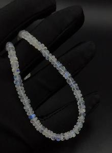 100% cuentas de piedra lunar de Fuego Azul Natural chapado en oro Collar de plata de ley 925 joyería regalo hecho a mano mujeres artesanía india - Product Image 3