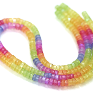 Perles Heishi en pierre de lune arc-en-ciel multicolores naturelles et chatoyantes, forme de pneu lisse, 15 pouces, pierre de lune arc-en-ciel ombrée, forme de roue, perle entière - Product Image 4