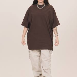 100% algodón manga corta Camiseta cuello redondo de gran tamaño y longitud larga para hombres y mujeres diseño personalizado impresión Digital sólida en blanco - Product Image 5