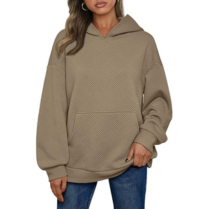 Sudadera con Capucha de Gran Tamaño para Mujer, de Alta Calidad, al por Mayor, Estilo Casual, Texturizada, para Otoño e Invierno, con Bolsillos, Estilo Y2K - Product Image 4