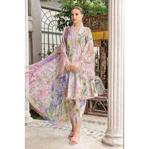 Maria B. Eid Edition Design 1A TC-486 Elegant V-neck Full Sleeve Breathable <b>Blazer</b> Chiffon Fabric Top for Spring/Summer - Product Image 1