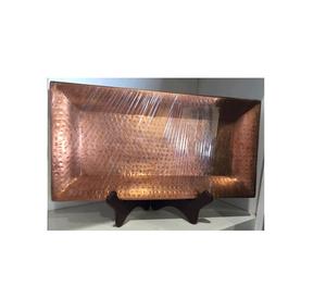 Plateau de service en métal cuivre avec poignées en or plateaux à fruits et thé en acier inoxydable avec support pour un usage domestique de luxe - Product Image 1