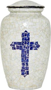 Handmade <b>Large</b> Adult Size Mosaic Glass Cremation <b>Urn</b> Unique Artwork With Individual Tiles Applied by Hand Funerals Ashes Usage - Product Image 3