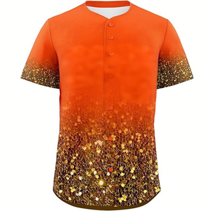 เสื้อเจอร์ซีย์เบสบอลระบายอากาศได้ดีผ้าโพลีเอสเตอร์คอวี100% พิมพ์ลายดิจิทัลโลโก้ออกแบบได้ตามต้องการใหม่ - Product Image 3