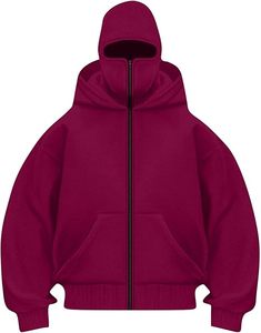 Sweat à capuche zippé en polaire style ninja, col montant, veste de sport décontractée, veste de rue chaude de qualité supérieure pour homme - Product Image 3