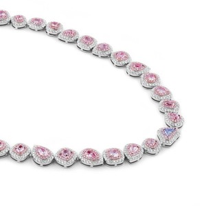 Collar de Diamantes Solitario de Lujo con Forma Elegante, Cultivado en Laboratorio, Rosa y Azul, en Oro Blanco de 18K, Precio de Fábrica - Product Image 6