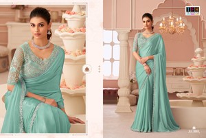 ซารีผ้าชีฟองผ้าไหมลดรอยเหี่ยวย่นทันสมัยงานแต่งงานงานปาร์ตี้ผ้าทอสวยงามทั้งหมด - Product Image 3